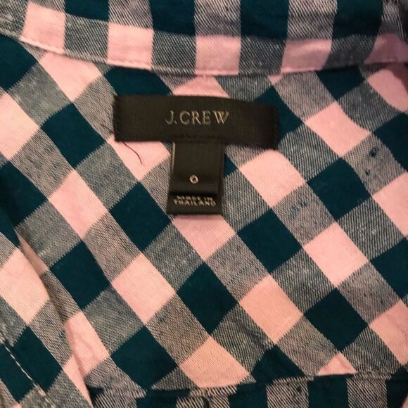 J.Crew Bright Lilac & Aqua Gingham Check Popover 0 - Picture 7 of 7